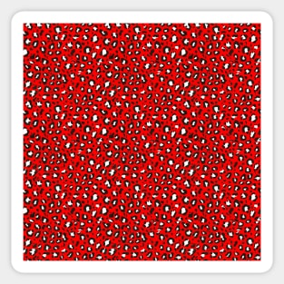 Red, Black and White Leopard Print Pattern Sticker